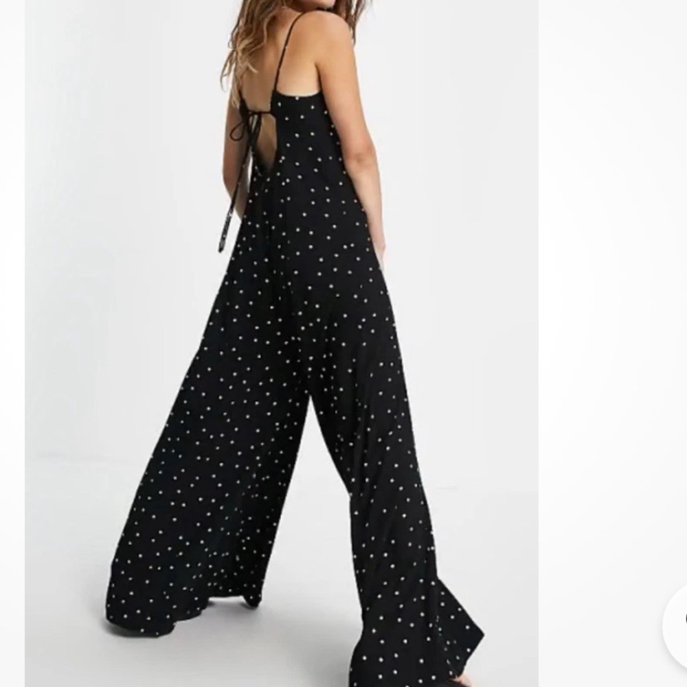 Free People Polka Dot Wide Leg Jumpsuit Sz L - Picture 2 of 8